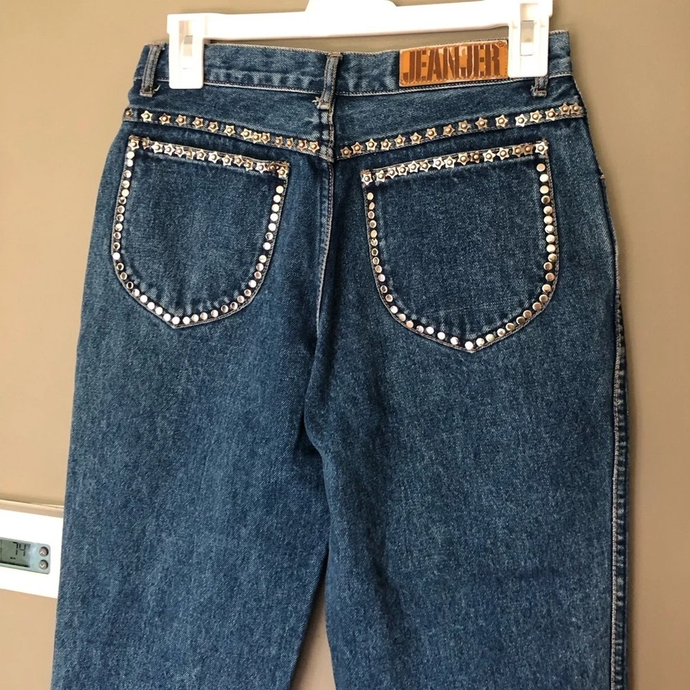 JEANJER Vintage Y2K 80’s Bedazzled Studded High Waist Mom Jeans 9/10 Fits Sz 4